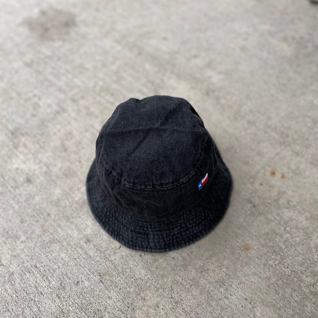 Script logo Bucket Hat- Dark Black Denim