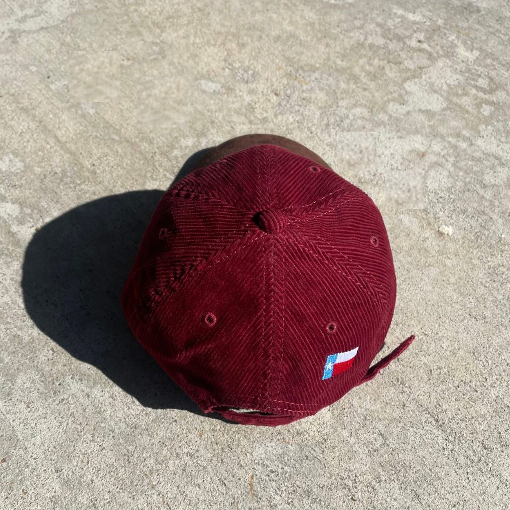Especial Script Dad Cap- Burgundy Corduroy/ Brown Suede