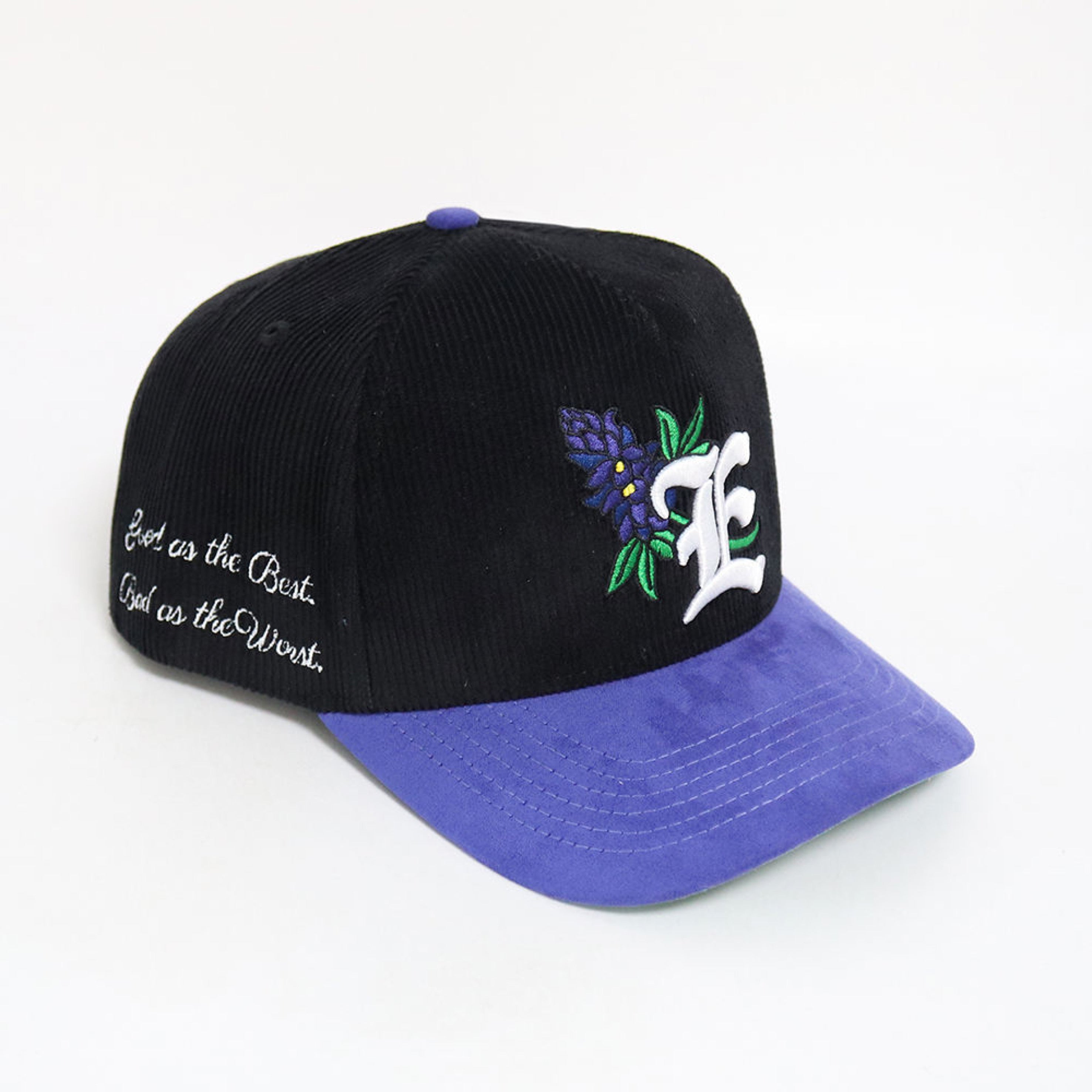 Bonnie Corduroy and Suede Snapback- Black