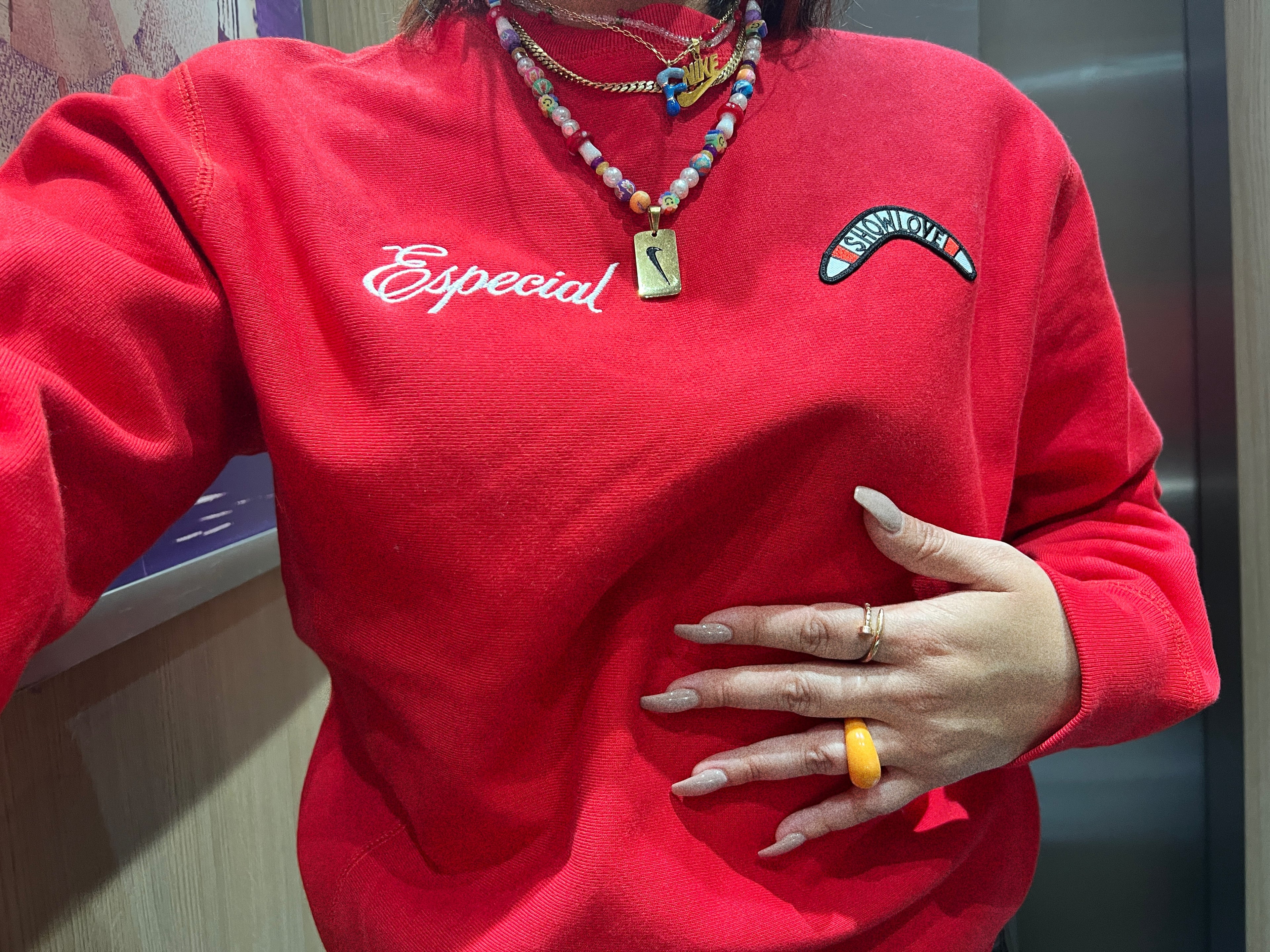 Show Love Crewneck Sweatshirt- Red