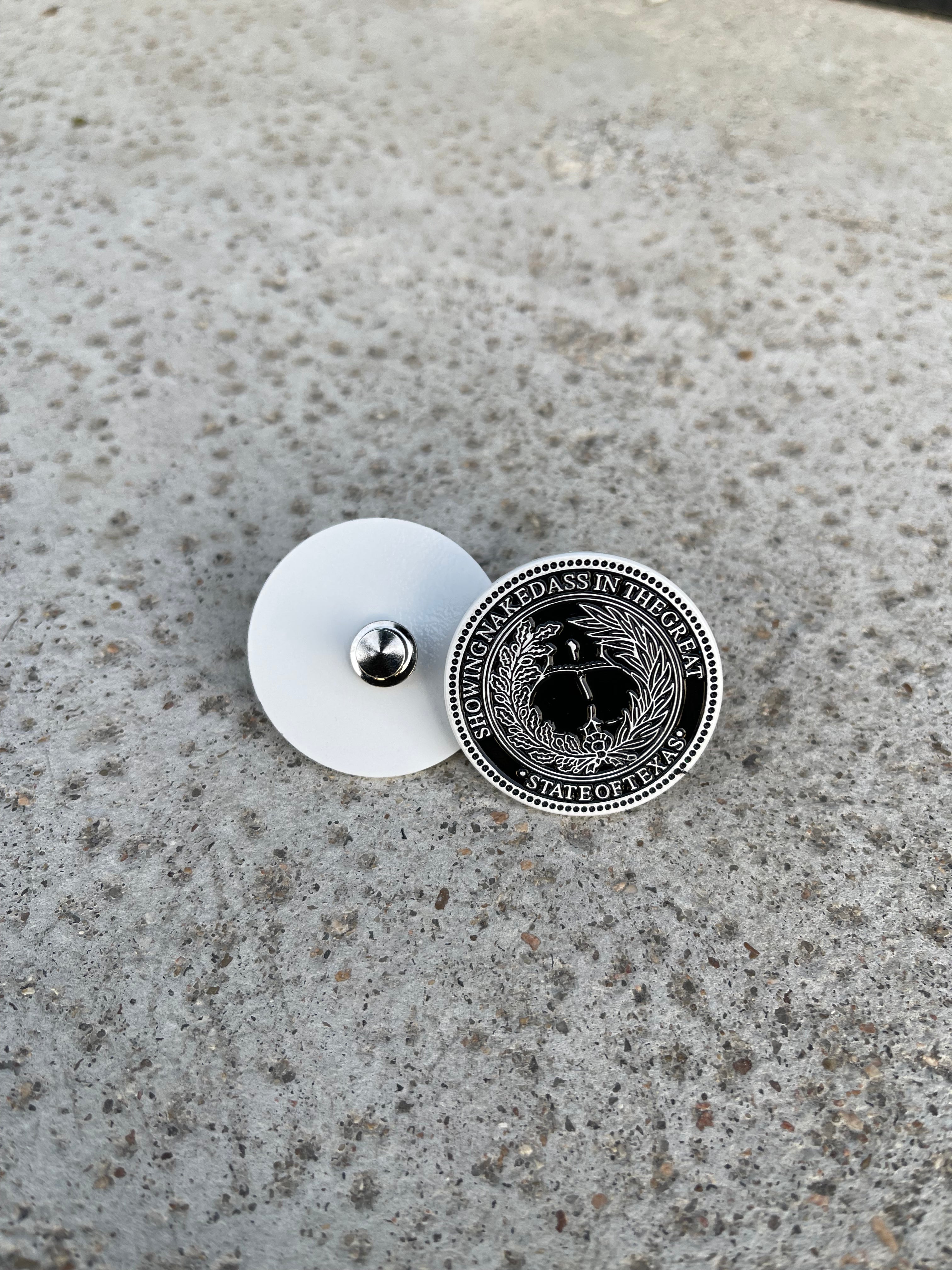 Obligated Pin White on Black