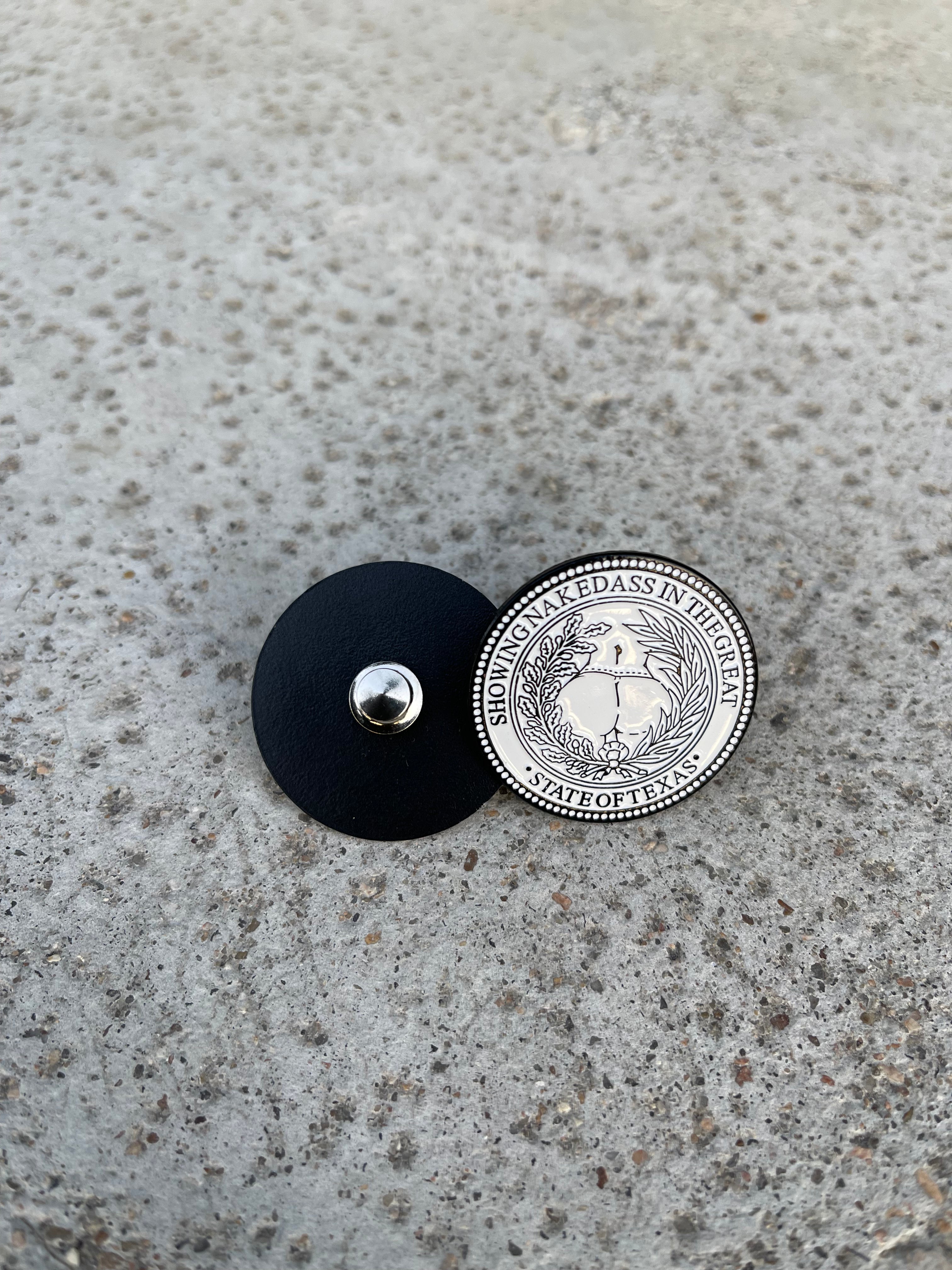 Obligated Pin Black on White