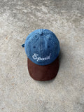 Especial Script Dad Cap- Dark Blue Denim/ Brown Suede